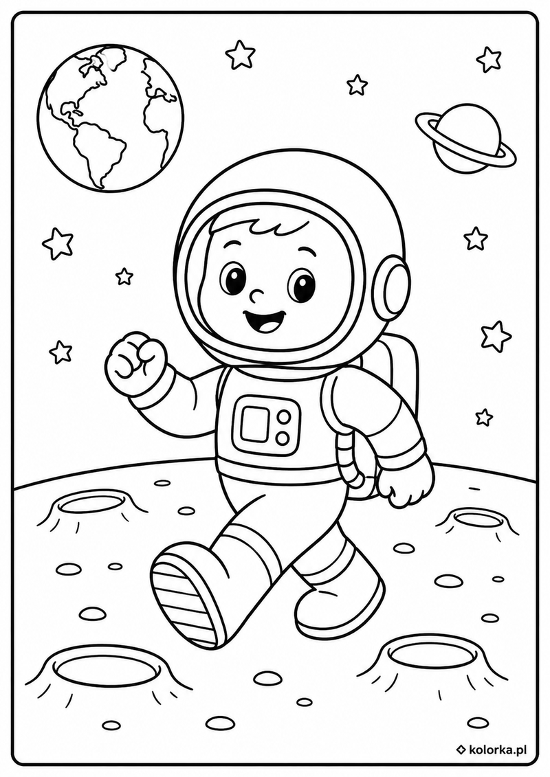 Astronauci, kosmos i planety - Astronauta spaceruje po powierzchni Księżyca