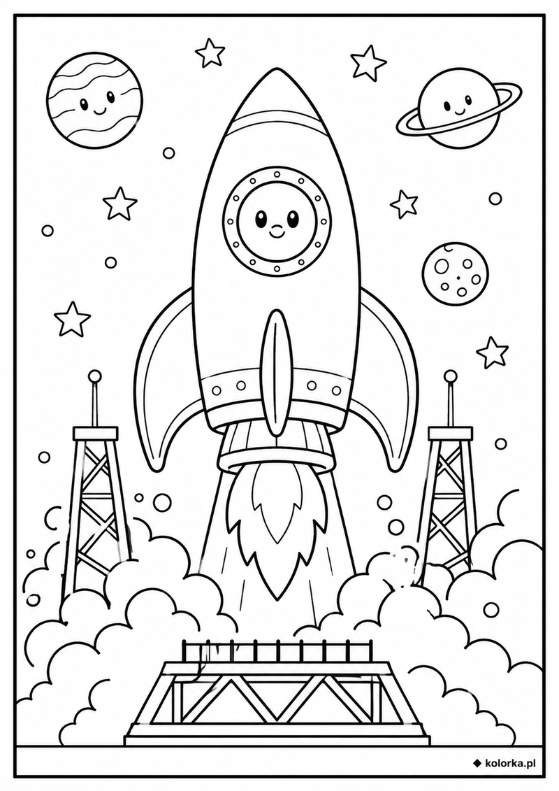 Astronauci, kosmos i planety - start rakiety