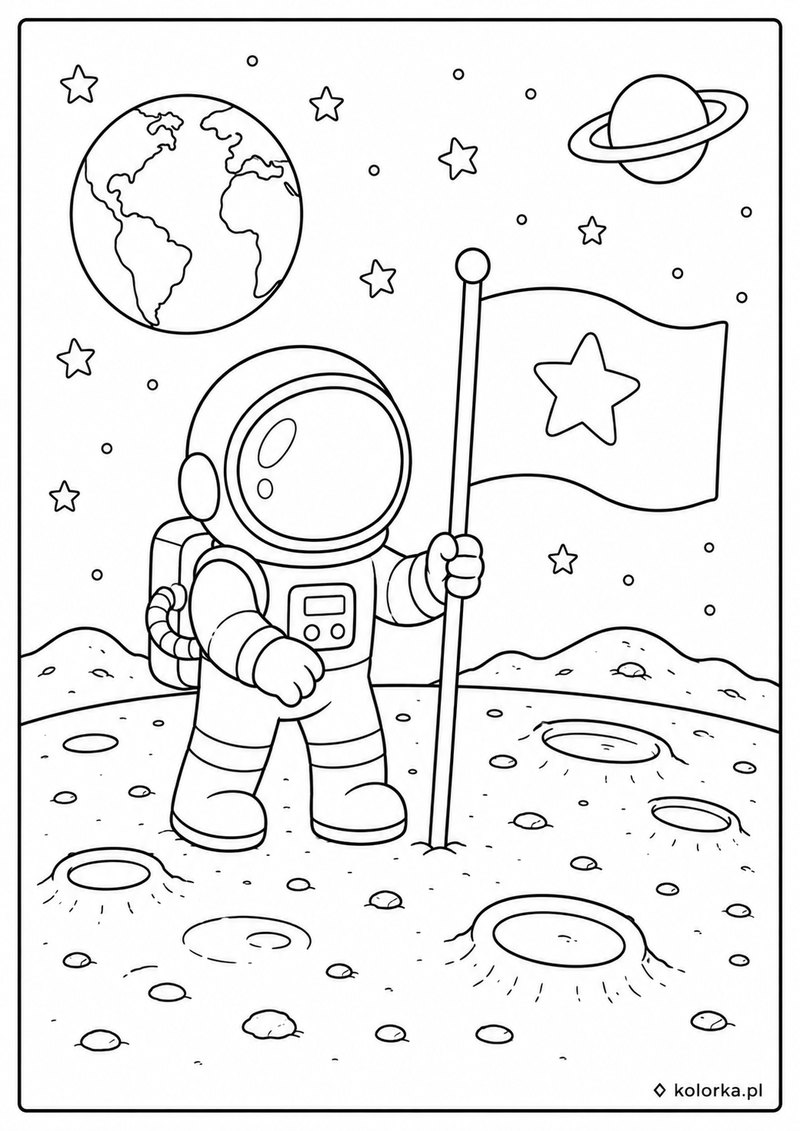 Astronauci, kosmos i planety - Astronauta spaceruje wśród księżycowych kraterów