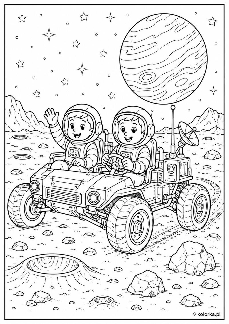 Astronauci, kosmos i planety - astronauci w łaziku