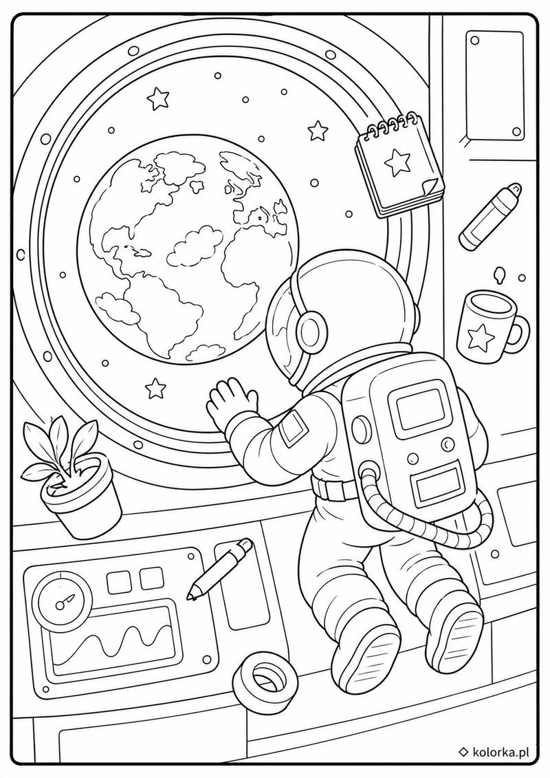 Astronauci, kosmos i planety - astronauta ogląda Ziemię