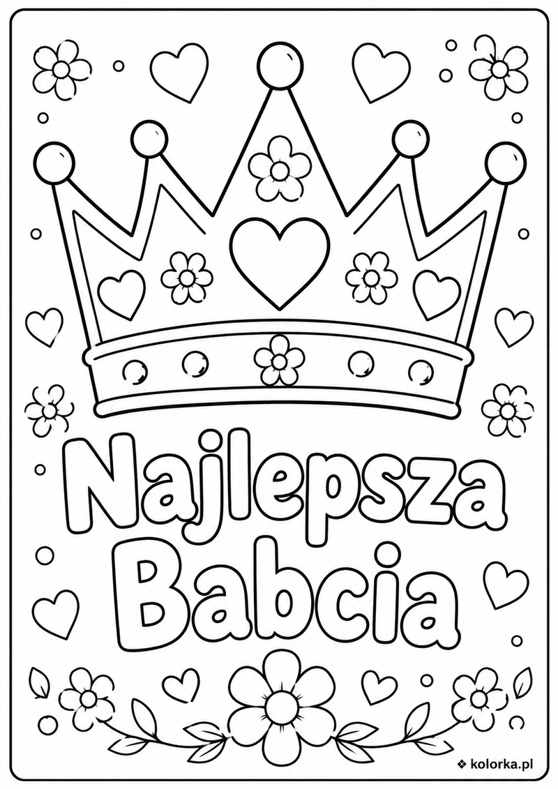 Laurka dla babci do kolorowania - Najlepsza Babcia