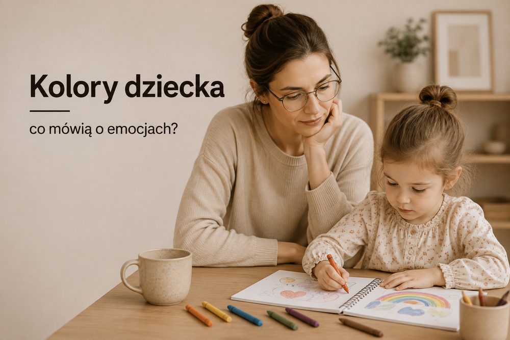 Dziecko wybierające różne kolory kredek bez uproszczonych ocen emocji