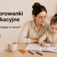 Dziecko korzystające z kolorowanki edukacyjnej podczas wspólnej nauki