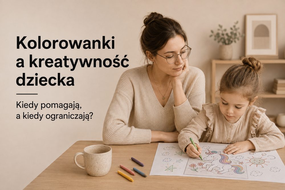 Dziecko twórczo rozwijające gotową kolorowankę