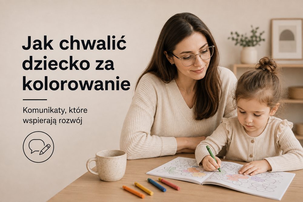 Opiekun rozmawiający z dzieckiem o jego pracy plastycznej