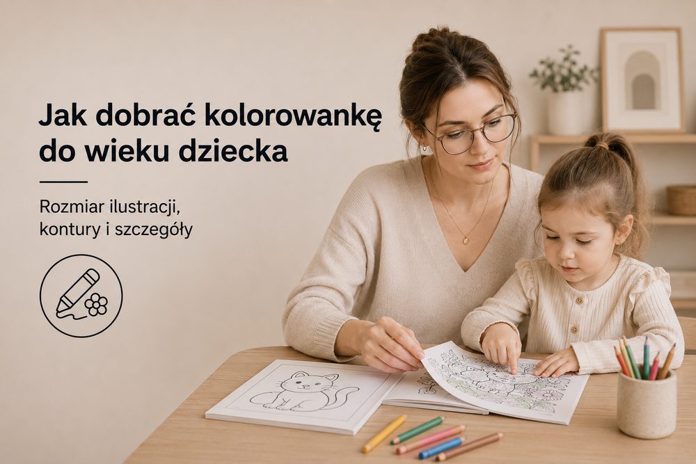 Dziecko wybierające kolorowankę dopasowaną do swoich umiejętności