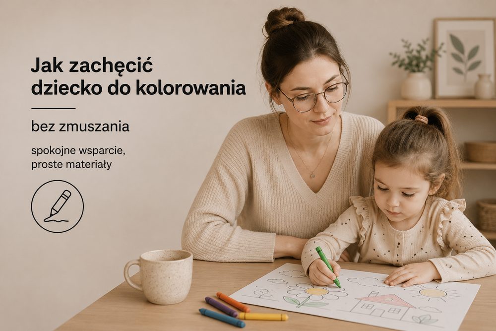 Dziecko swobodnie wybierające materiały do kolorowania bez presji
