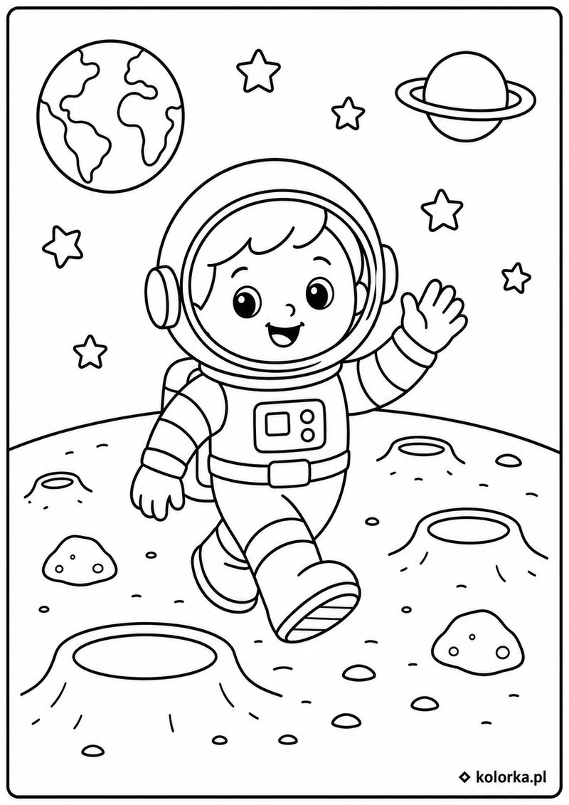 Astronauci, kosmos i planety - astronauta spacerujący po Księżycu